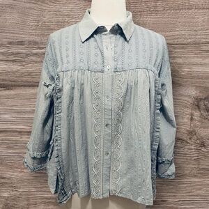 POL Women's Chambray Button Down Shirt M